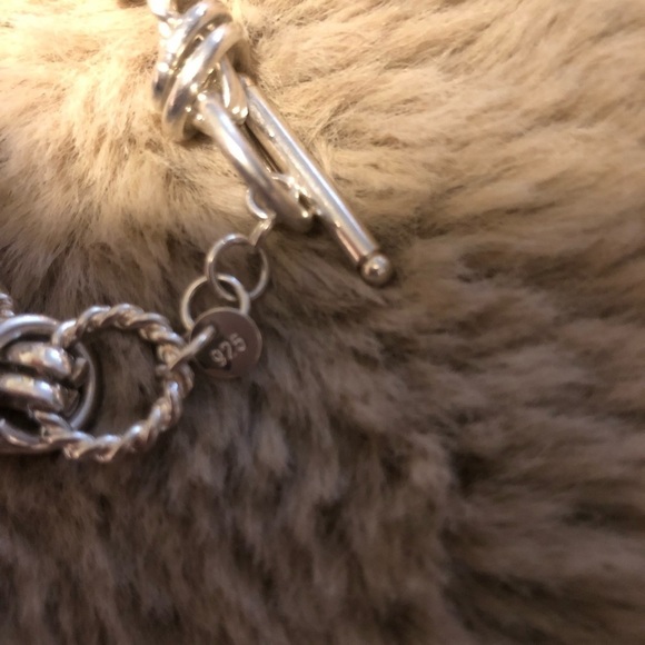 STERLING Silver Circles Hoops Bracelet w Twisted Links Toggle Clasp Heavy 8” 34g - Picture 5 of 8